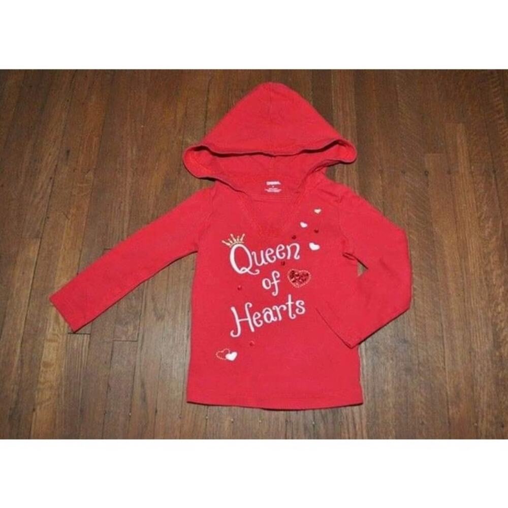 Gymboree Red Queen of Hearts Embroidered Applique Long Sleeve Hoodie Size 4